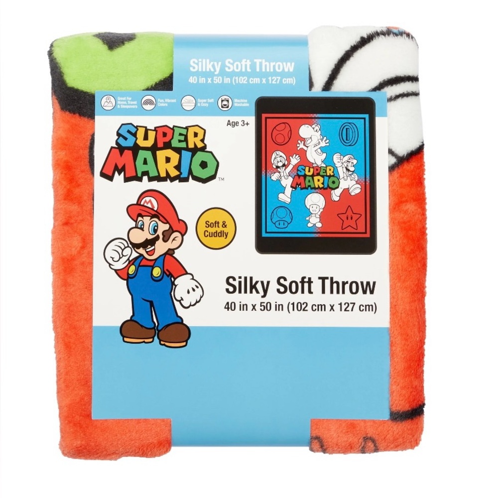 Super Mario Silky Soft Kids Plush Throw - Size 40in x 50in - NWT
